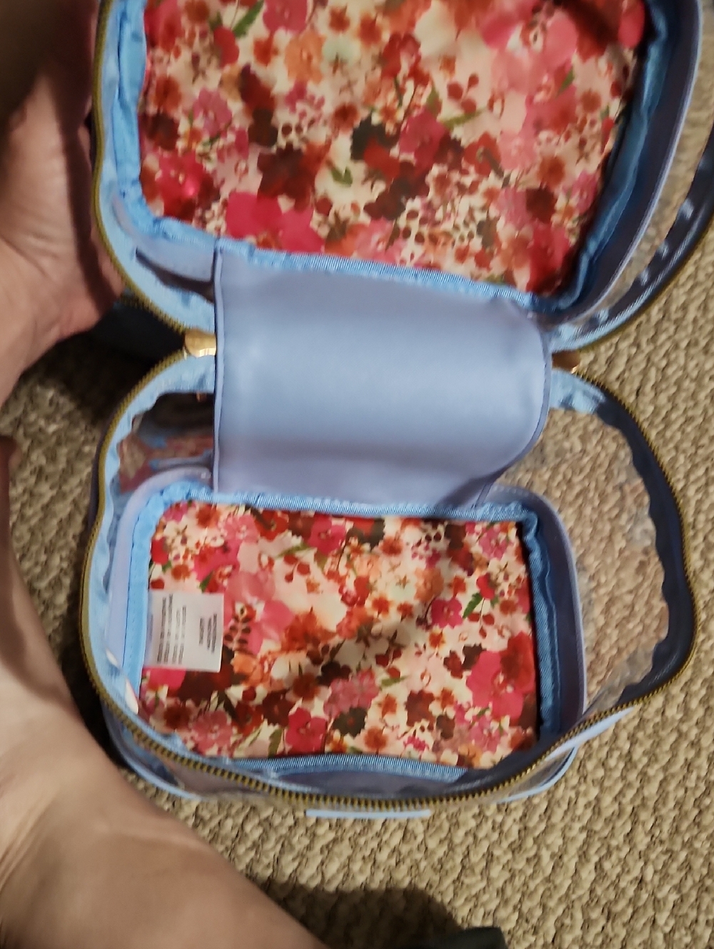 3 Piece Ted Baker Powder Blue Double Cosmetic Pouch Set - Picture 9 of 10